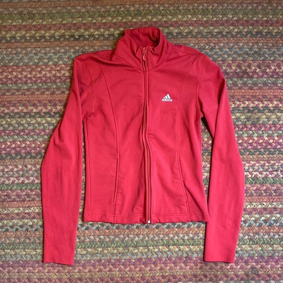 ADIDAS RED ZIP UP ATHLETIC JACKET - Picture 1 of 4